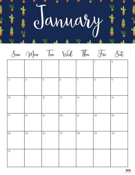 January 2021 Calendars - 15 Free Calendars | Printabulls