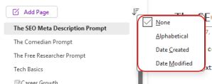 Image result for OneNote Pages in Alphabetical Order