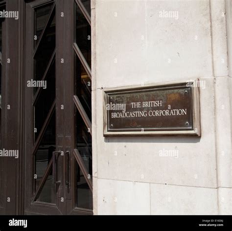 British broadcasting corporation main entrance with plaque Stock Photo ...