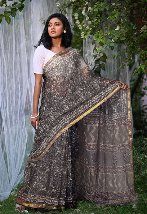 Buy Multi Pure Discharge Bagru Printed Kota Saree-UNM81802 Online at ...