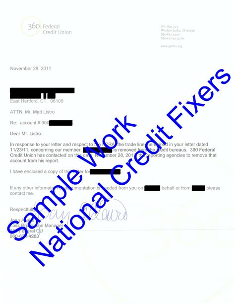 Success Stories | Samples Of Our Work | 360 Federal Credit Union Deletion