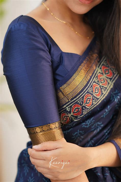 Mayuri Maheswari Cotton Saree - Navy Blue – Ivalinmabia
