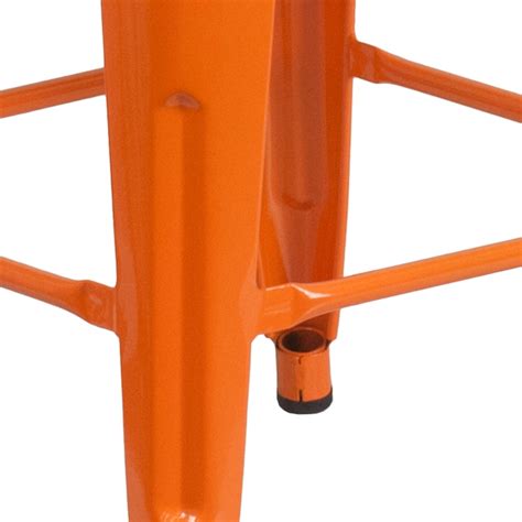 Flash Furniture Orange 24-in H Counter height Stackable Metal Backless ...