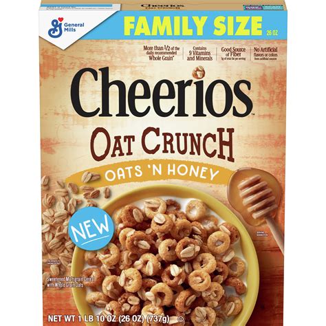 Cheerios Oats 'N Honey Oat Crunch Cereal, 26 Oz - Walmart.com