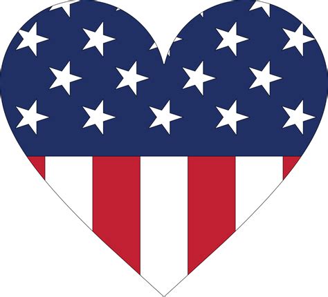 American flag in heart vector illustration sign isolated on white ...