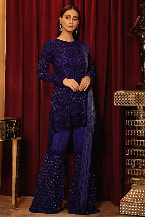 Navy Blue Sharara Set – House Of Exotique