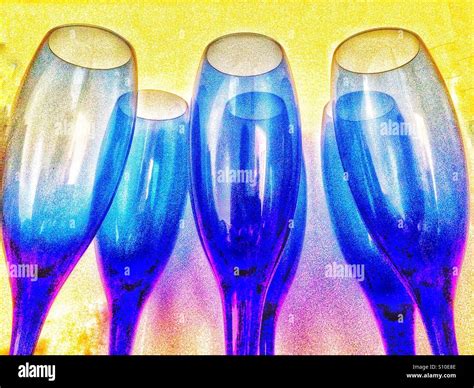 Blue wine glasses Stock Photo - Alamy