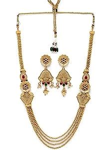 Sukkhi Natural Gold Plated Rani Haar Long Kundan Studded Multistring ...