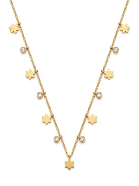 Buy Flower and Diamond Charms Golden Chain Necklace Online – The Jewelbox