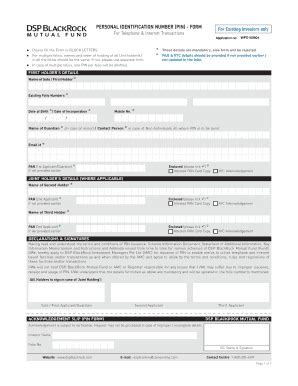 Fillable Online PERSONAL IDENTIFICATION NUMBER PIN - FORM For Existing ...