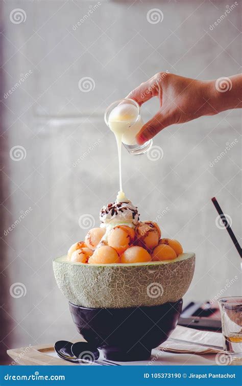 Ice Melon Bingsu, Famous Korean Ice-cream Stock Photo - Image of ...