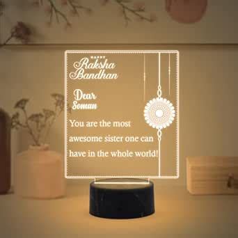 Buy GIFTMEBAZAR Personalized Happy Raksha Bandhan Led Lamp for Home ...