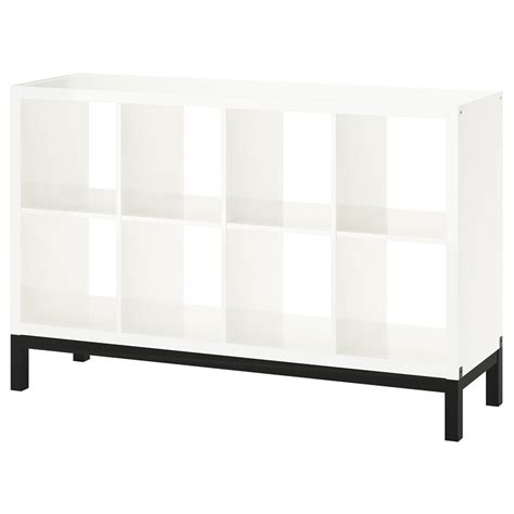 KALLAX shelving unit with underframe, high-gloss/white/black, 147x94 cm ...