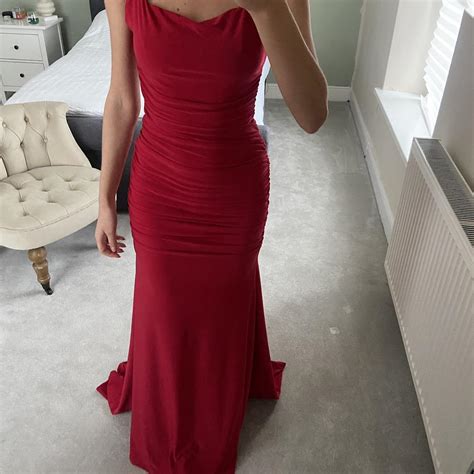 Worn once for a few hours. Floor length red dress.... | Depop