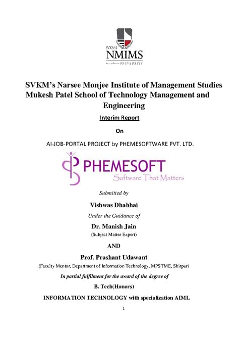 A213 Interim Report - SVKM’s Narsee Monjee Institute of Management ...