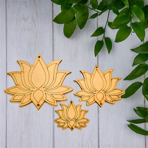 Buy Wooden Lotus Shapes Craft Painting Base Perfect for Home on cliths ...