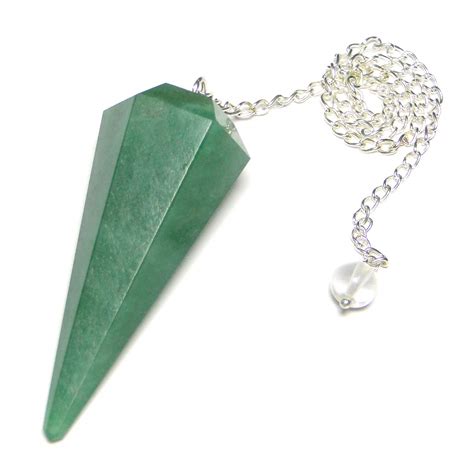 Nature's Crest Green Aventurine Faceted Dowsing Pendulum With Chain and ...