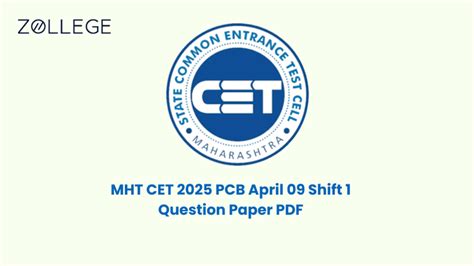 MHT CET 2025 9 April Shift 1 Question Paper (Available): Download ...