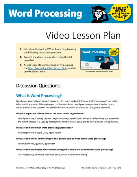 Image result for Word Processing Lesson Plan