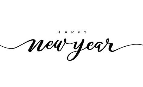 Happy new year text design vector greeting illustration with hand ...