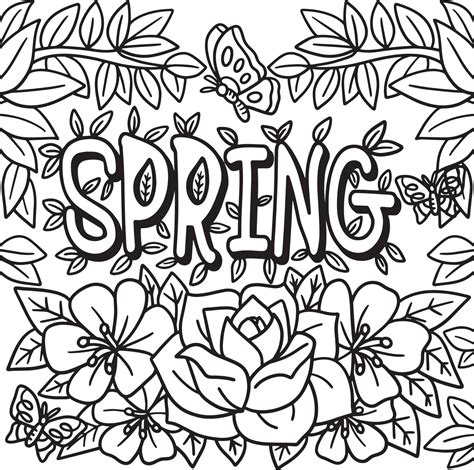 Spring Butterfly Flower Coloring Page for Kids 15529375 Vector Art at ...