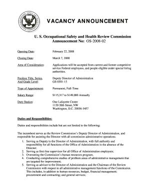 Fillable Online U. S. Occupational Safety and Health Review Commission ...
