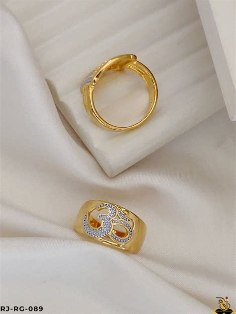 Divine Harmony Om Symbol in Gold-Plated Elegance Ring for Men's-RG-089 ...
