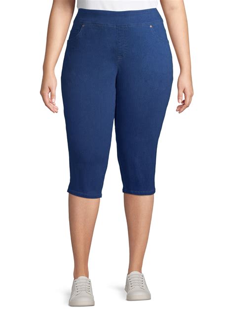 Terra & Sky Women's Plus Size Stretch Pull On Denim Capris - Walmart.com