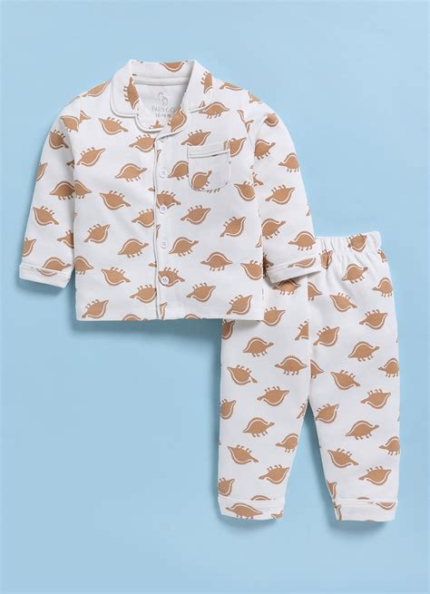 Full-Sleeve Nightsuits for Boys - Beige Small Dinos – Baby Go
