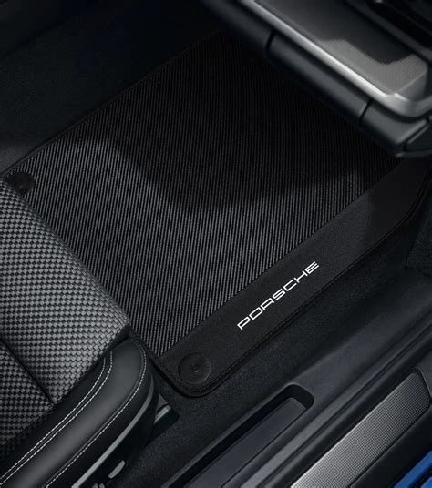 Porsche Carbon Floor Mats with Leather Edging for 911 | PORSCHE SHOP