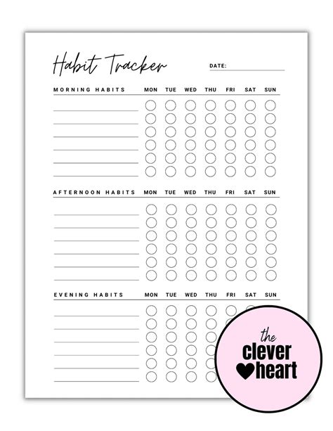Free Habit Tracker Printable (Daily, Weekly, & Monthly) - The Clever Heart