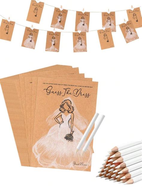 10 ensembles de jeux de douche nuptiale "The Dress" pour invités ...