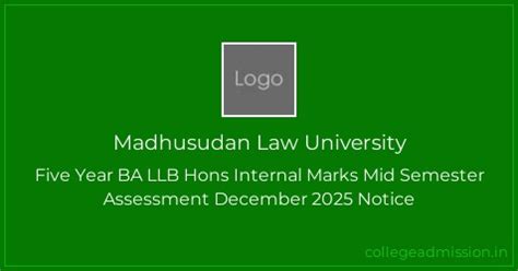Madhusudan Law University: Five Year BA LLB Hons Internal Marks Mid ...