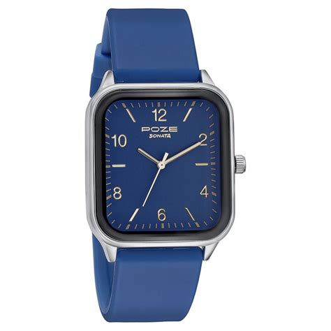 Buy Online Sonata Poze Quartz Analog Blue Dial Silicone Strap Watch for ...