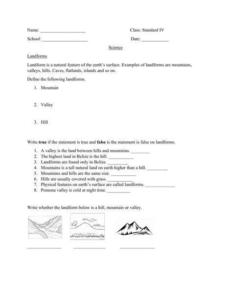 Landform Map Worksheet PDF 的图像结果