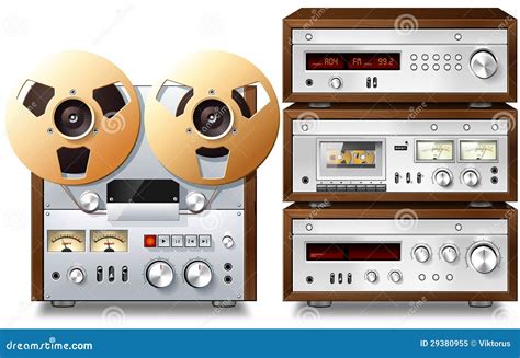 Analog Music Stereo Audio Components Vintage Rack Stock Illustration - Illustration of front ...
