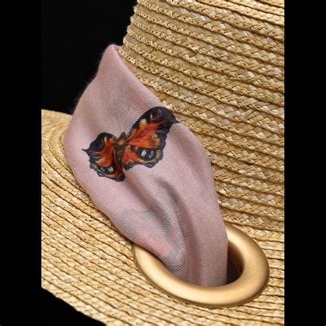 Pink Butterfly Skull Scarf with Straw Boater Hat – Myaraa