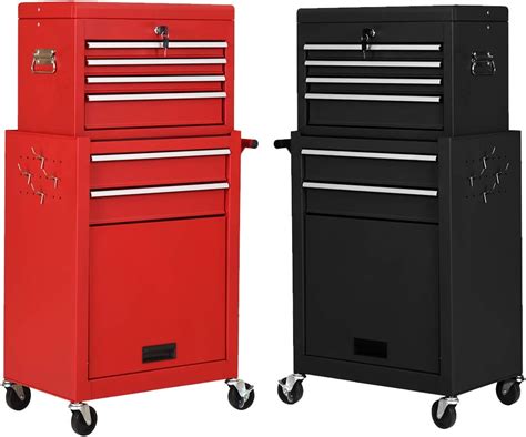 Buy 2PCS Rolling Tool Chest, 6-Drawer Toolbox Set of 2, Removable Tool ...