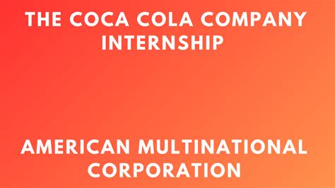Coca Cola Internship 2026 The Coca Cola Company - Internship Sphere