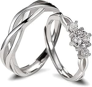 MEENAZ CZ Valentine American diamond Adjustable Heart Love Ring Combo ...