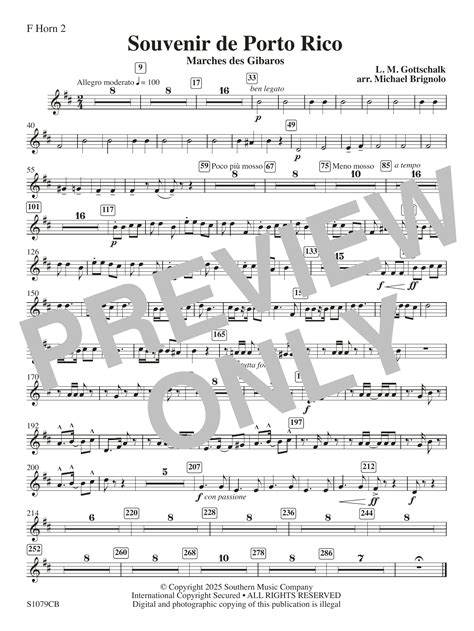 Souvenir de Porto Rico (arr. Michael Brignolo) - Horn 2 by Louis Moreau ...