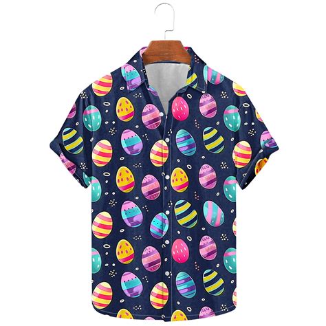 Dolkfu Shirts Mens Holiday Easter Short Sleeve Egg Pattern Tropical ...