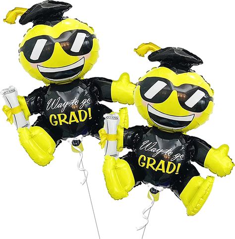 Buy Giant, Emoji Graduation Balloon Decorations - 28 Inch | Black and ...