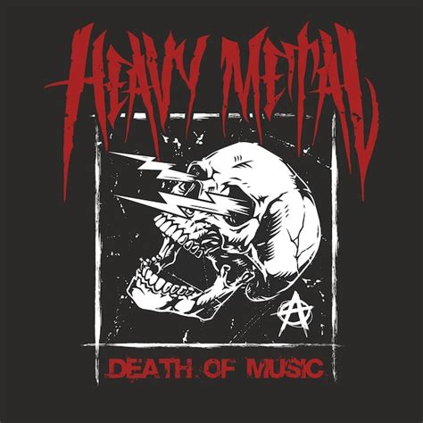 Heavy metal graphic featuring skull and lightning | Premium Vector