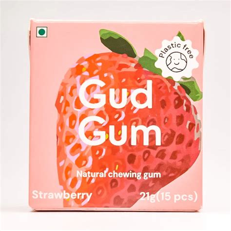 Strawberry Flavour Chewing Gum (Natural Plastic Free) - Gud – Fresh Aisle