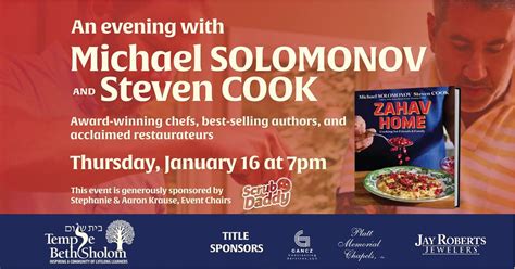 An evening with Michael Solomonov and Steven Cook, Temple Beth Sholom ...