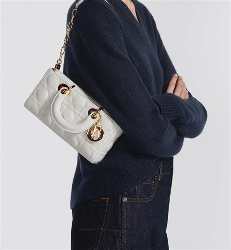 Small Lady D-Joy Bag Latte Cannage Lambskin | DIOR