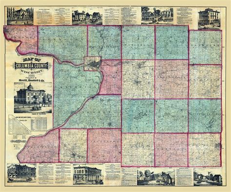 Buy 1877 Farm Line Map of Columbia County Wisconsin Online in India - Etsy