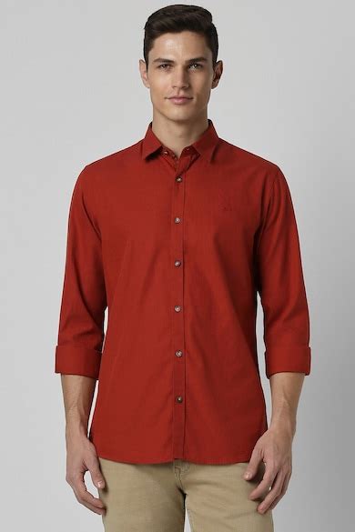 Buy Men Red Slim Fit Solid Full Sleeves Casual Shirt Online - 944277 ...