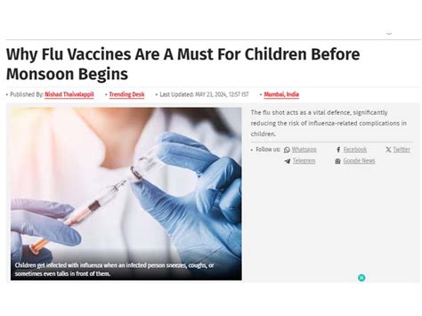 Why Flu Vaccines Are A Must For Children Before Monsoon Begins ...